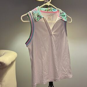 Lily Pulitzer White Tank Top with Floral Trim